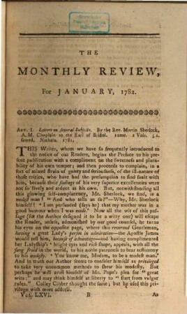 The monthly review, or, literary journal. 66. 1782