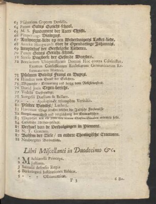 Libri Miscellanei in Duodecimo [et]c.