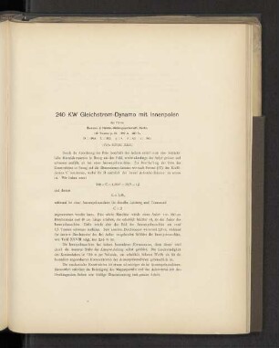 240 KW Gleichstrom-Dynamo mit Innenpolen