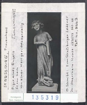 Straßburg, Frauenhaus: Figur eines Engels von einer Weltferichtsdarstellung
