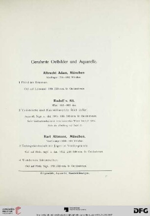 Gerahmte Oelbilder und Aquarelle (Nr. 1-85)