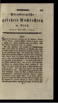 29. Stück, den 9. Aprill, 1783.