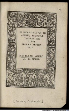 In Evangelium Ioannis, Annotationes Philippi Melanchthonis