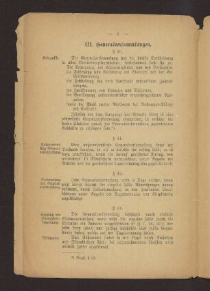 III. Generalversammlungen