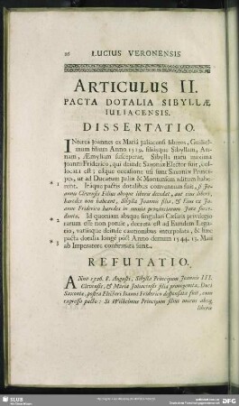 Articulus II. Pacta Dotalia Sibyllae Juliacensis