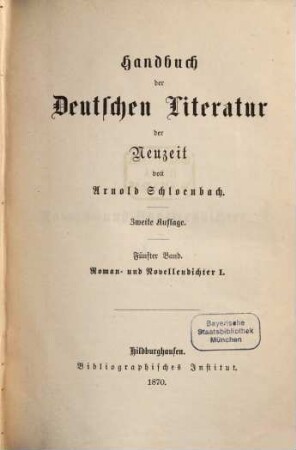 Handbuch der deutschen Literatur der Neuzeit, 5