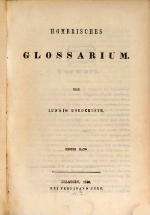 Homerisches Glossarium, 1