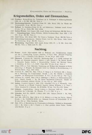 Kriegsmedaillen, Orden und Ehrenzeichen (Nr. 1550-1557)