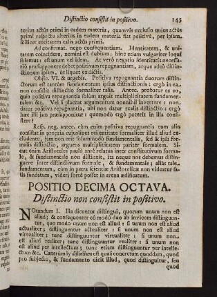 143-152, Positio Decima Octava. Distinctio non consistit in positivo