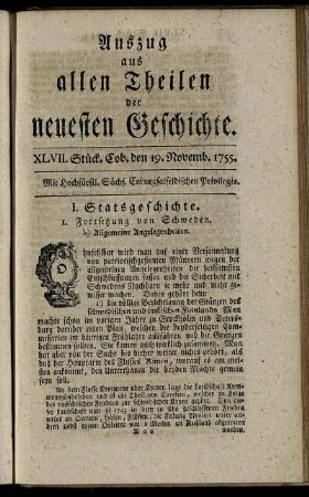 XLVII. Stück. Coburg, den 19. Novemb. 1755.