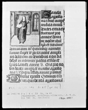 Stundenbuch, ad usum Romanum — Die heilige Apollonia, Folio 180recto