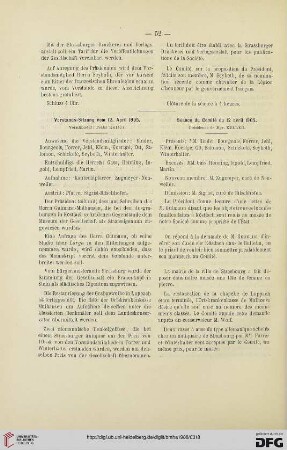 Vorstands-Sitzung vom 12. April 1905 / Séance du Comité du 12 avril 1905