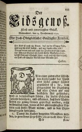 Fünf- und zwanzigstes Stück. Mittwochens, den 24. Brachmonats 1750.