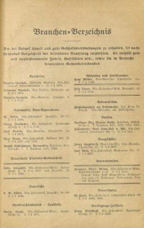Branchen-Verzeichnis