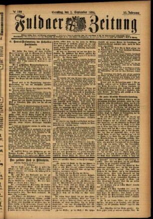 Ausgabe vom Samstag, den 01. September 1894.