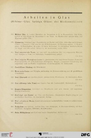 Arbeiten in Glas (Mildner-Glas, farbige Gläser der Biedermeierzeit) (Nr. 373-407)