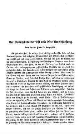 Der Volksschulunterricht und seine Vereinfachung