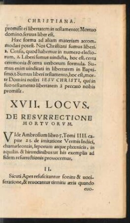 XVII. Locus. De Resurrectione Mortuorum.