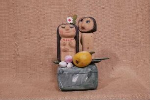 Holzdose (grün-Acryl) mIt Adam und Eva -Apfel -Grün.