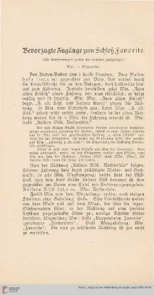 Bevorzugte Zugänge zum Schloß Favorite