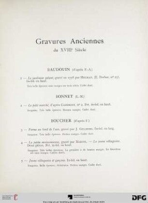 Gravures anciennes du XVIIIe Siècle (Nr. 1-60)