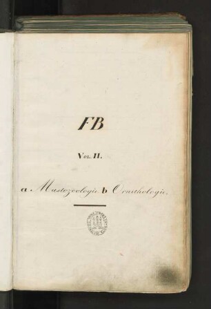 FBII, Naturgeschichte, Ba. Mastozoologie: Realkatalog der Stadtbibliothek zu Hamburg