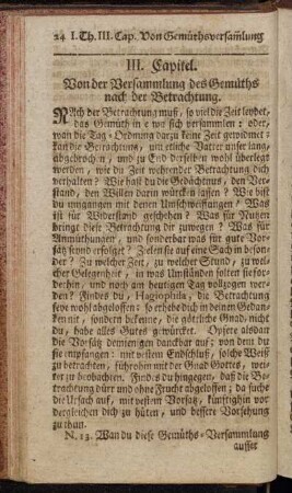 III. Capitel. Von der Versammlung des Gemüths nach der Betrachtung