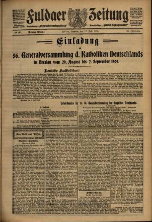 Dritte Ausgabe vom Samstag, den 17. Juli 1909.