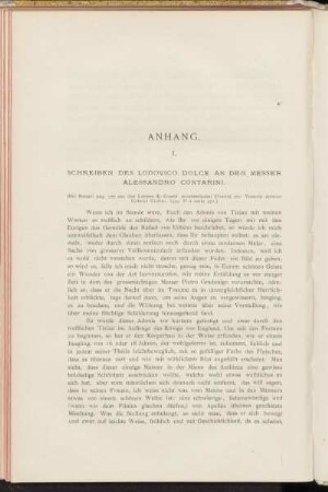 I. Schreiben des Lodovico Dolce an den Messer Alessandro Contarini.