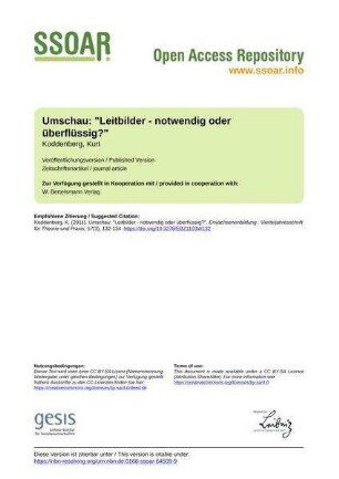 Umschau: "Leitbilder - notwendig oder überflüssig?"