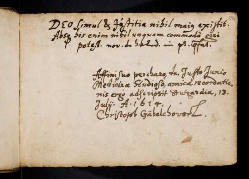 Gäbelchover, Christoph [vgl. 57r, 69r und 70r]. Stuttgart, 13.7.1614.