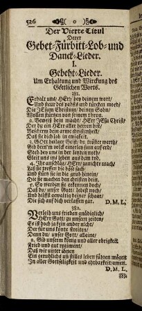 I. Gebeht-Lieder. - III. Um Jesum und seine Liebe.