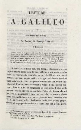 Lettere a Galileo.
