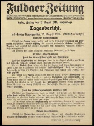Ausgabe vom Freitag, den 11. August 1916.