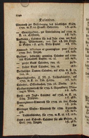 1240-1241, Kalender.