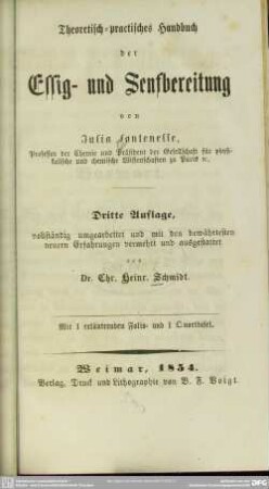 Theoretisch-practisches Handbuch der Essig- und Senfbereitung