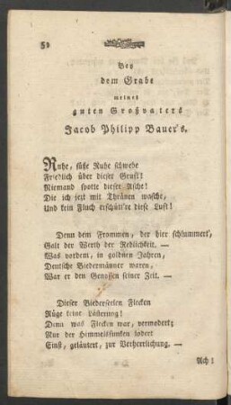 Bey dem Grabe meines guten Großvaters Jacob Philipp Bauer's