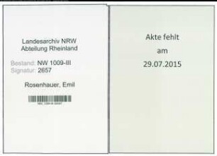 Entnazifizierung Emil Rosenhauer , geb. 15.12.1899 (Steuersekretaer)