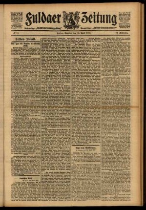 Erste Ausgabe vom Samstag, den 13. April 1907.