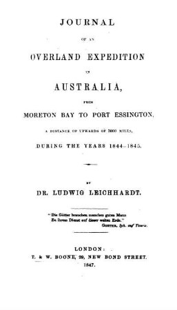 Journal of an overland expedition in Australia, from Moreton Bay to Port Essington