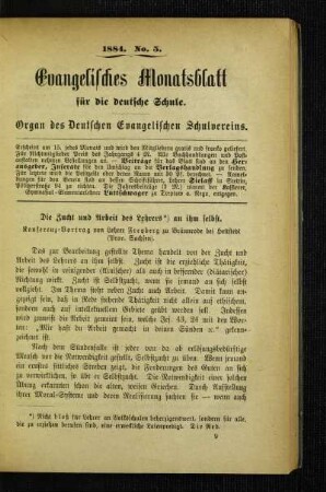 ¬Die¬ Zucht und Arbeit des Lehrers an ihm selbst : Konferenz-Vortrag
