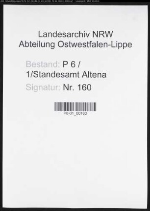 Sterberegister Standesamt Altena