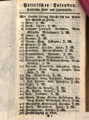 Helvetischer Calender. 1791