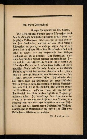 121, An Mein Ostpreußen