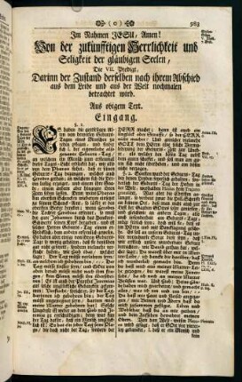 983-996, Die VII. Predigt, Darinn der Zustand derselben nach ihrem Abschied aus dem Leibe und aus der Welt nochmalen betrachtet wird.