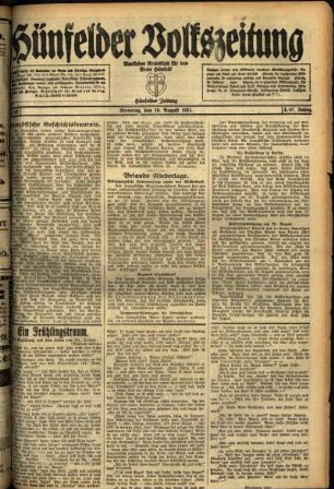 Ausgabe vom Dienstag, den 16. August 1921.