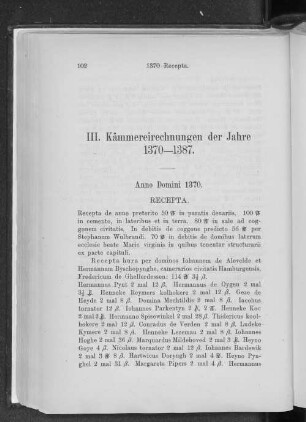 III. Kämmereirechnungen der Jahre 1370-1387.