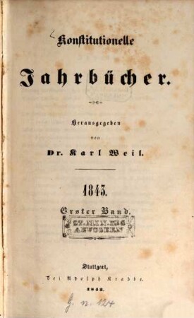 Konstitutionelle Jahrbücher. 1843, 1843