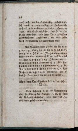 Von den Krankheiten der organischen Theile.
