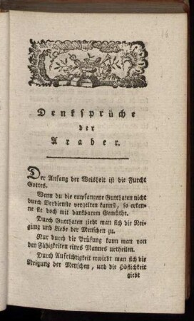 Denksprüche der Araber.
